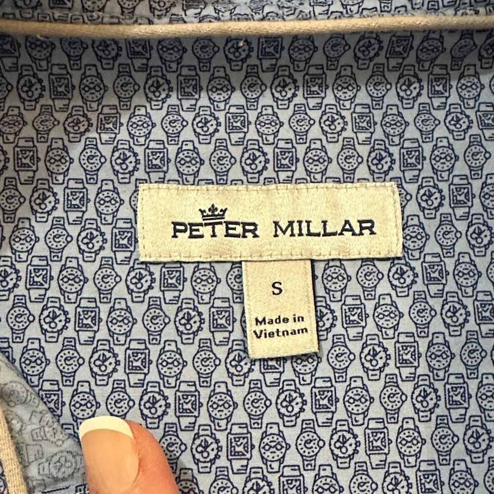 Peter Millar Navy Geometric Button Down Shirt - image 2